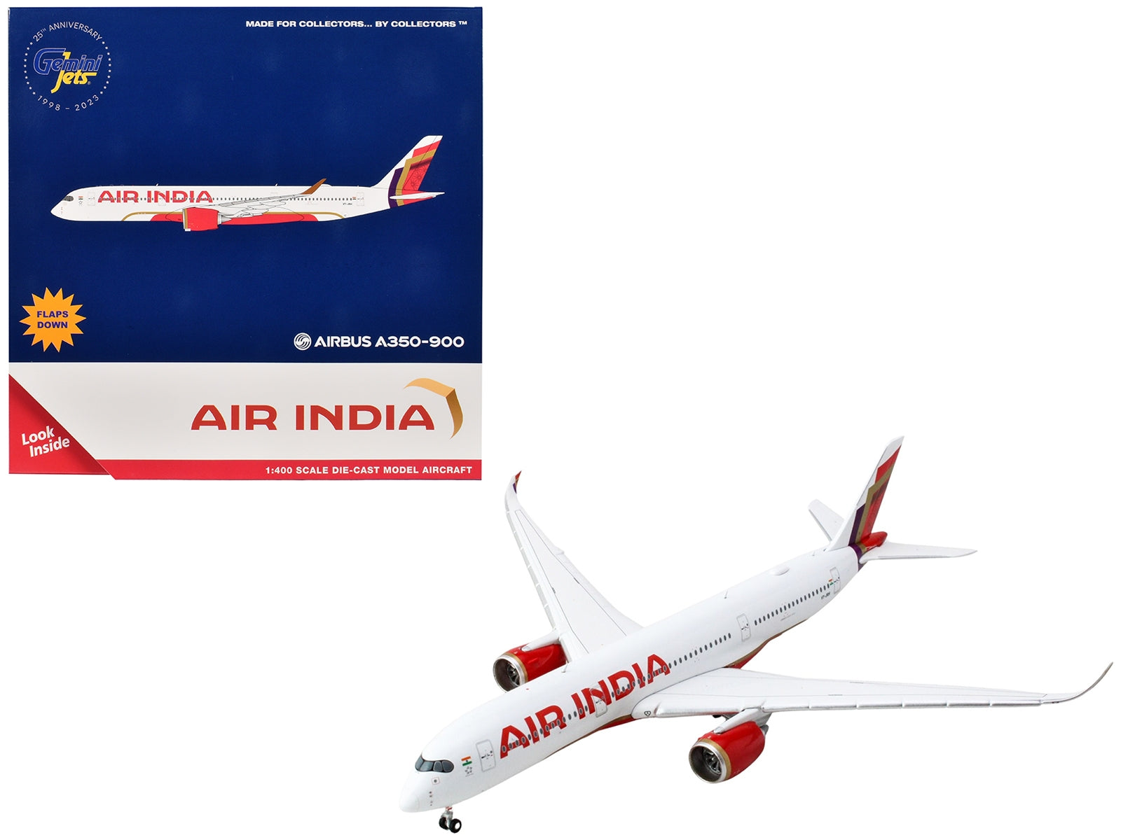 Airbus A350-900 Commercial Aircraft with Flaps Down "Air India" (VT-JRH) White with Tail Graphics 1/400 Diecast Model Airplane by GeminiJets - Premium Airbus from GeminiJets - Just $90.99! Shop now at Rapidvehicles