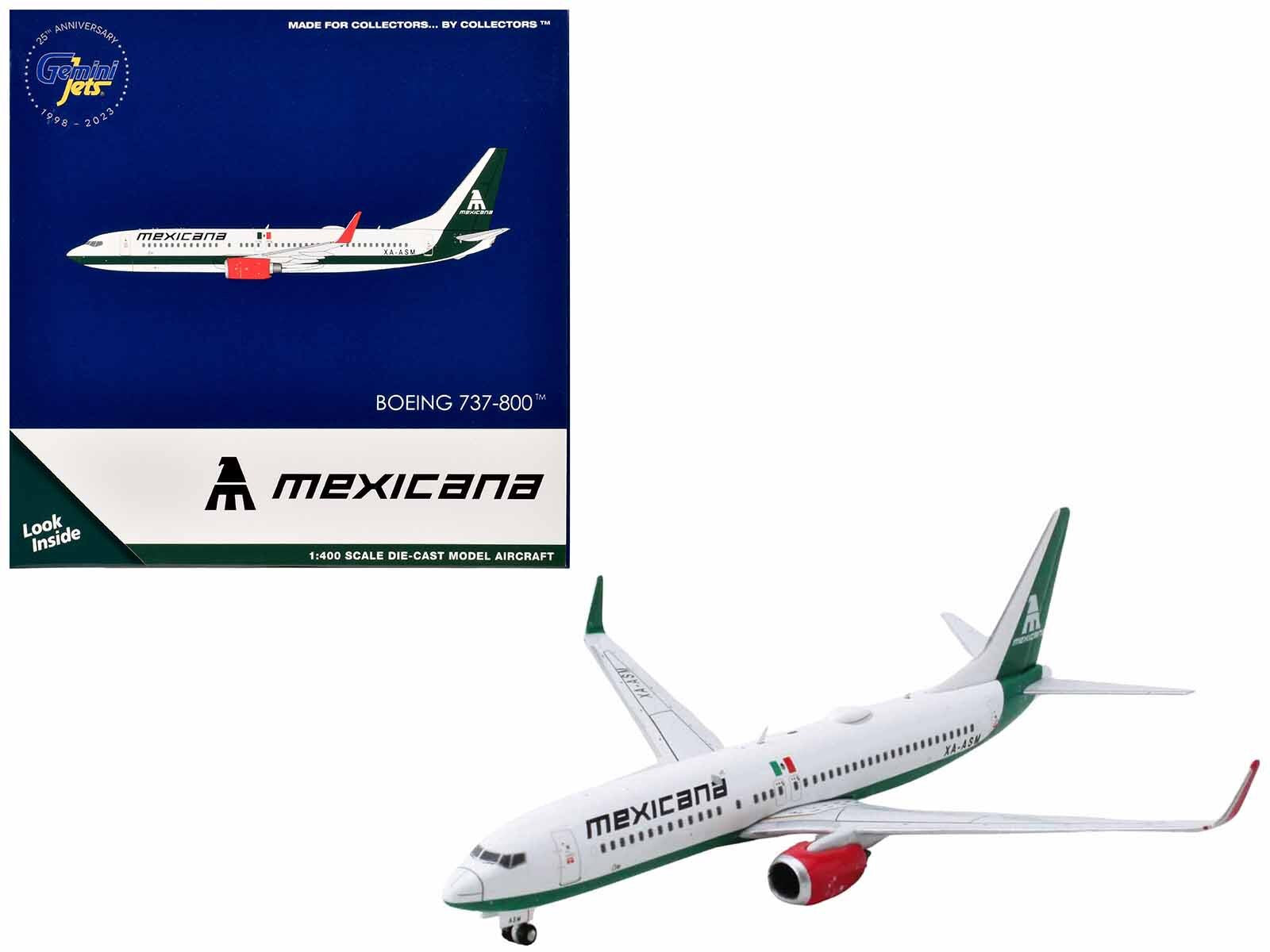 Boeing 737-800 Commercial Aircraft "Mexicana Airlines" (XA-ASM) White with Green Tail 1/400 Diecast Model Airplane by GeminiJets - Premium Boeing from GeminiJets - Just $66.99! Shop now at Rapidvehicles