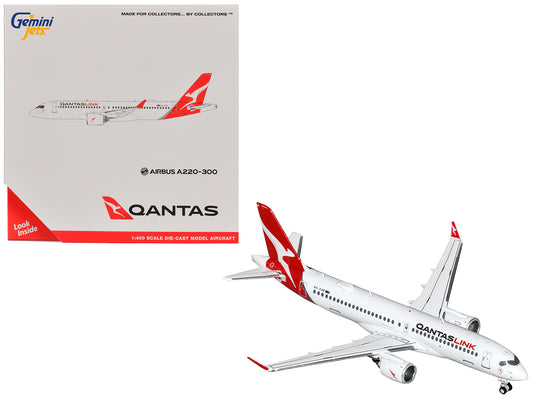 Airbus A220-300 Commercial Aircraft "QantasLink" (VH-X4B) White with Red Tail 1/400 Diecast Model Airplane by GeminiJets