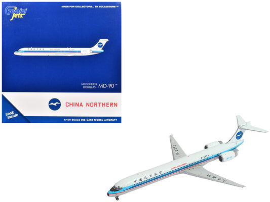 McDonnell Douglas MD-90 Commercial Aircraft "China Northern Airlines" (B-2253) White with Blue Stripes 1/400 Diecast Model Airplane by GeminiJets