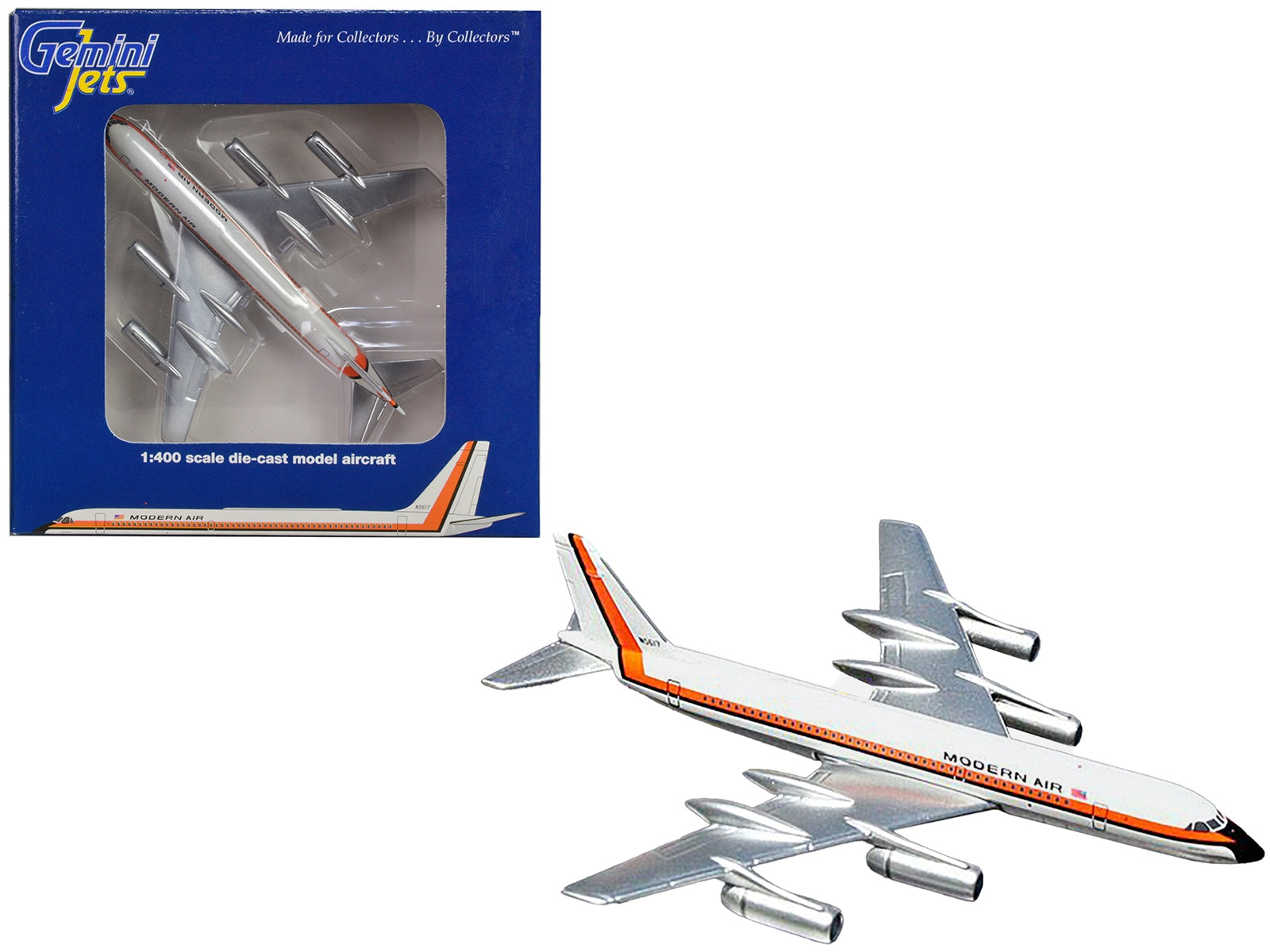 Convair CV-990 Commercial Aircraft "Modern Air" White with Orange and Black Stripes 1/400 Diecast Model Airplane by GeminiJets - Premium Convair from GeminiJets - Just $64.99! Shop now at Rapidvehicles