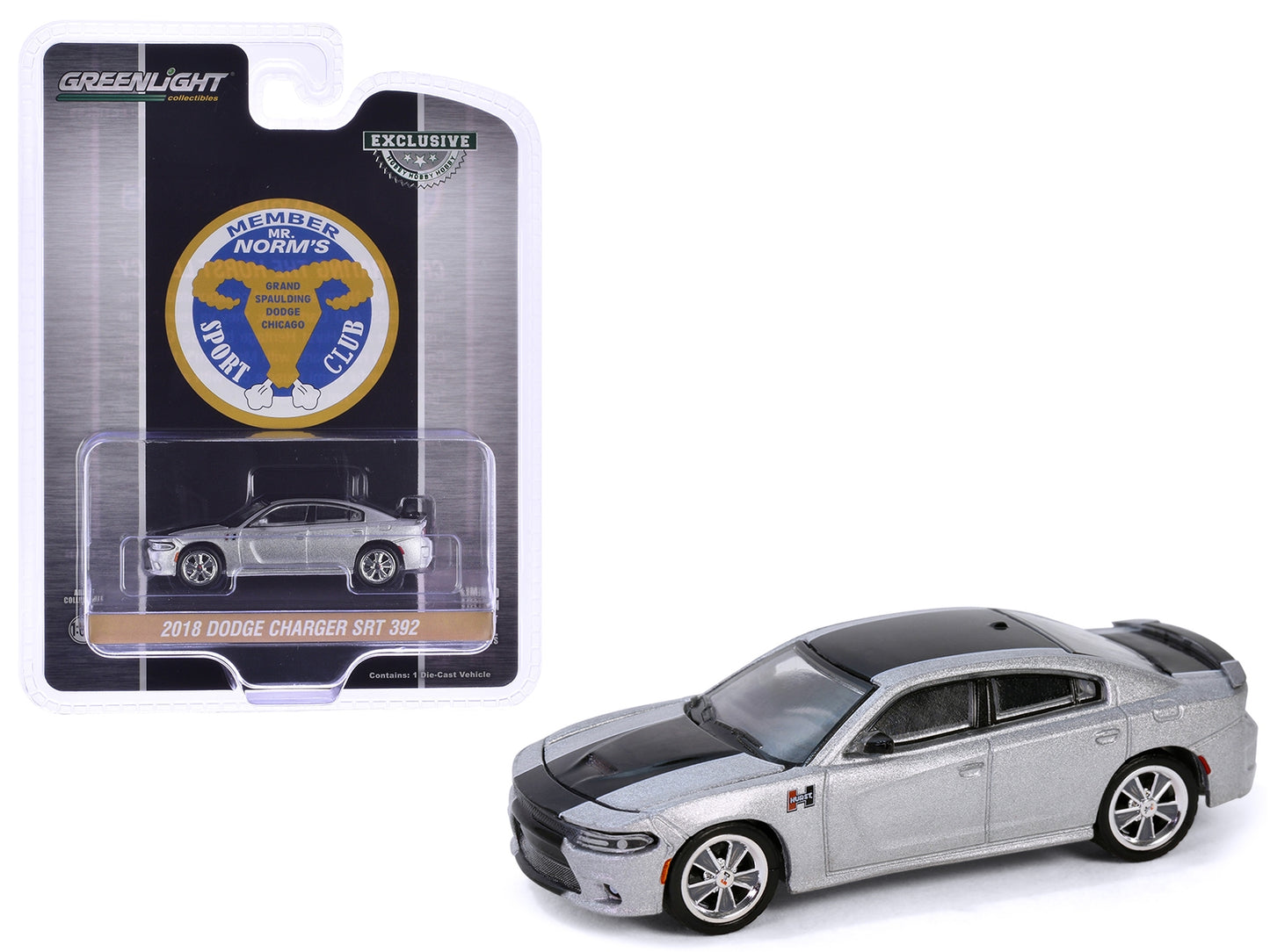 2018 Dodge Charger SRT 392 Silver Metallic with Black Stripe "Mr. - Premium Dodge Models from Greenlight - Just $26.99! Shop now at Rapidvehicles