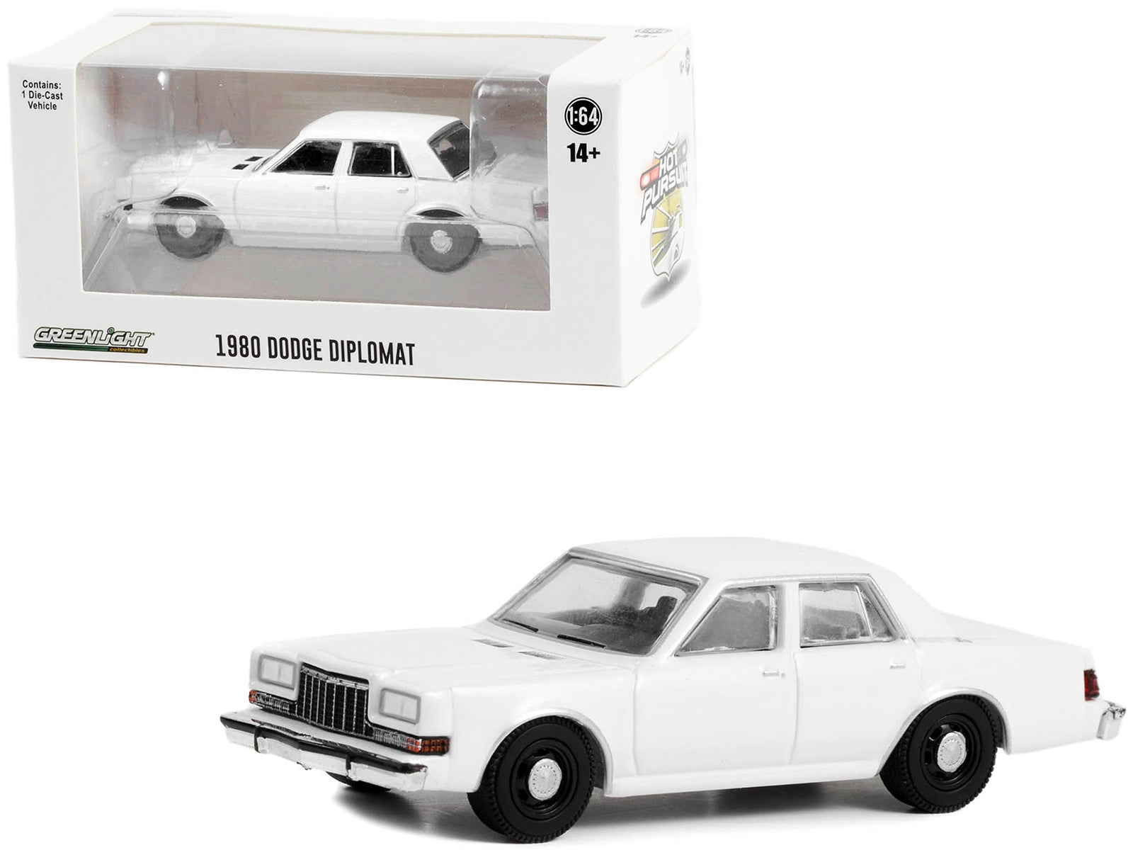 1980-1989 Dodge Diplomat Police Unmarked White "Hot Pursuit" "Hobby Exclusive" Series 1/64 Diecast Model Car by Greenlight - Premium Police Models from Greenlight - Just $22.99! Shop now at Rapidvehicles