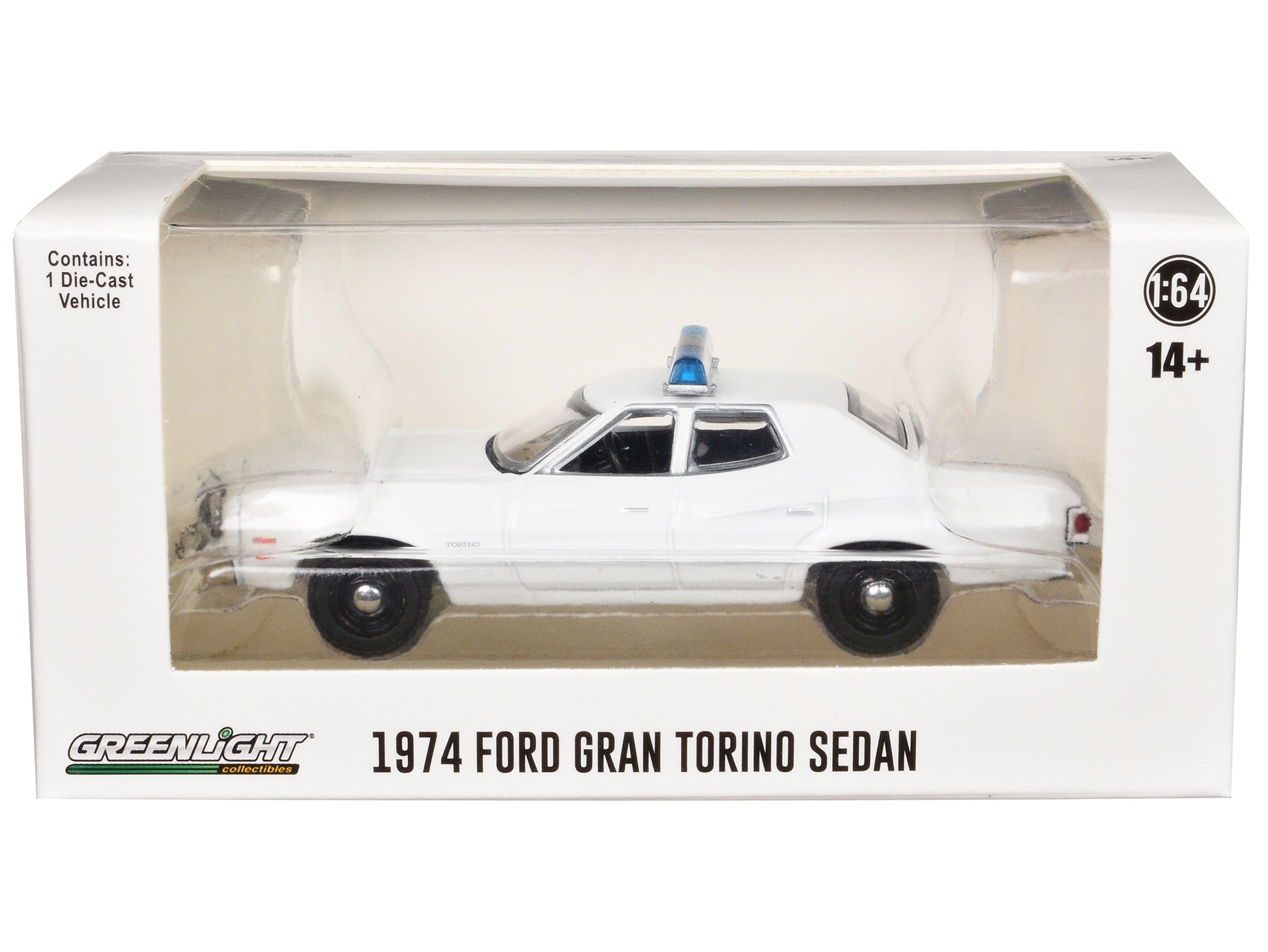 1974-1976 Ford Gran Torino Sedan Police Car White with Light Bar - Premium Ford Models from Greenlight - Just $26.09! Shop now at Rapidvehicles