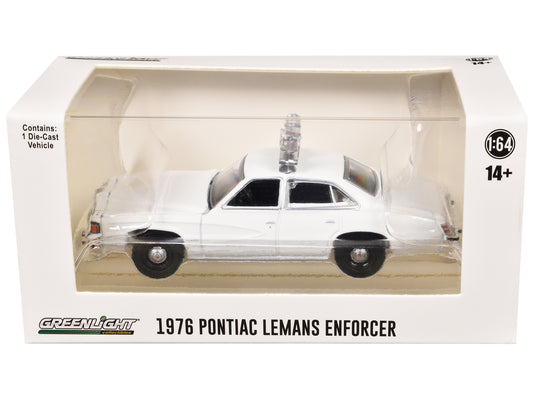 1976-77 Pontiac LeMans Enforcer White with Light Bar "Hot Pursuit - Hobby Exclusive" Series 1/64 Diecast Model Car by Greenlight free shipping USA