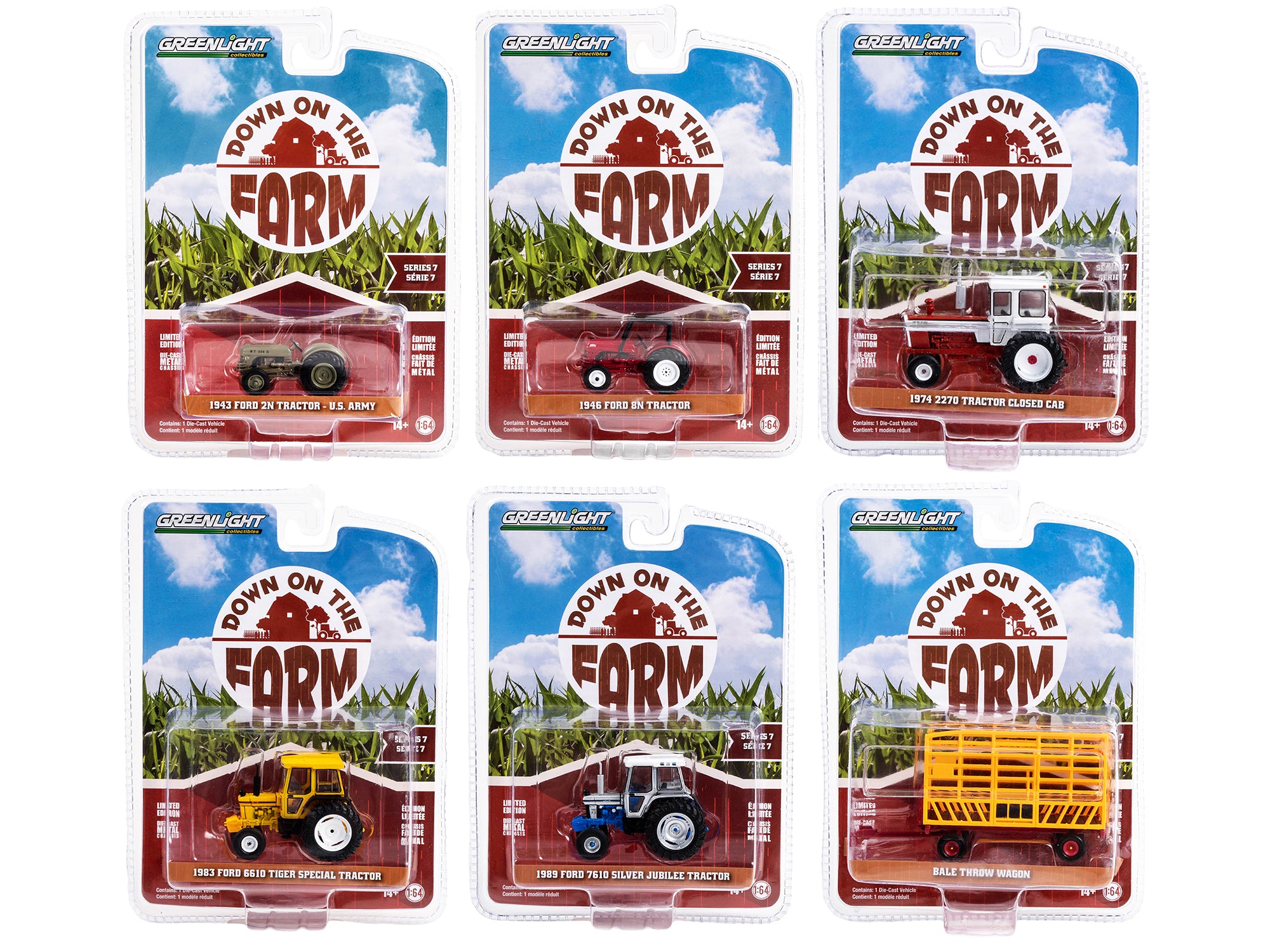 "Down on the Farm" Series Set of 6 pieces Release 7 1/64 Diecast Models by Greenlight free shipping USA