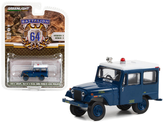 1971 Jeep DJ-5 "U.S. Air Force Air Police" Blue with White Top "Battalion 64" Series 3 1/64 Diecast Model Car by Greenlight free shipping USA