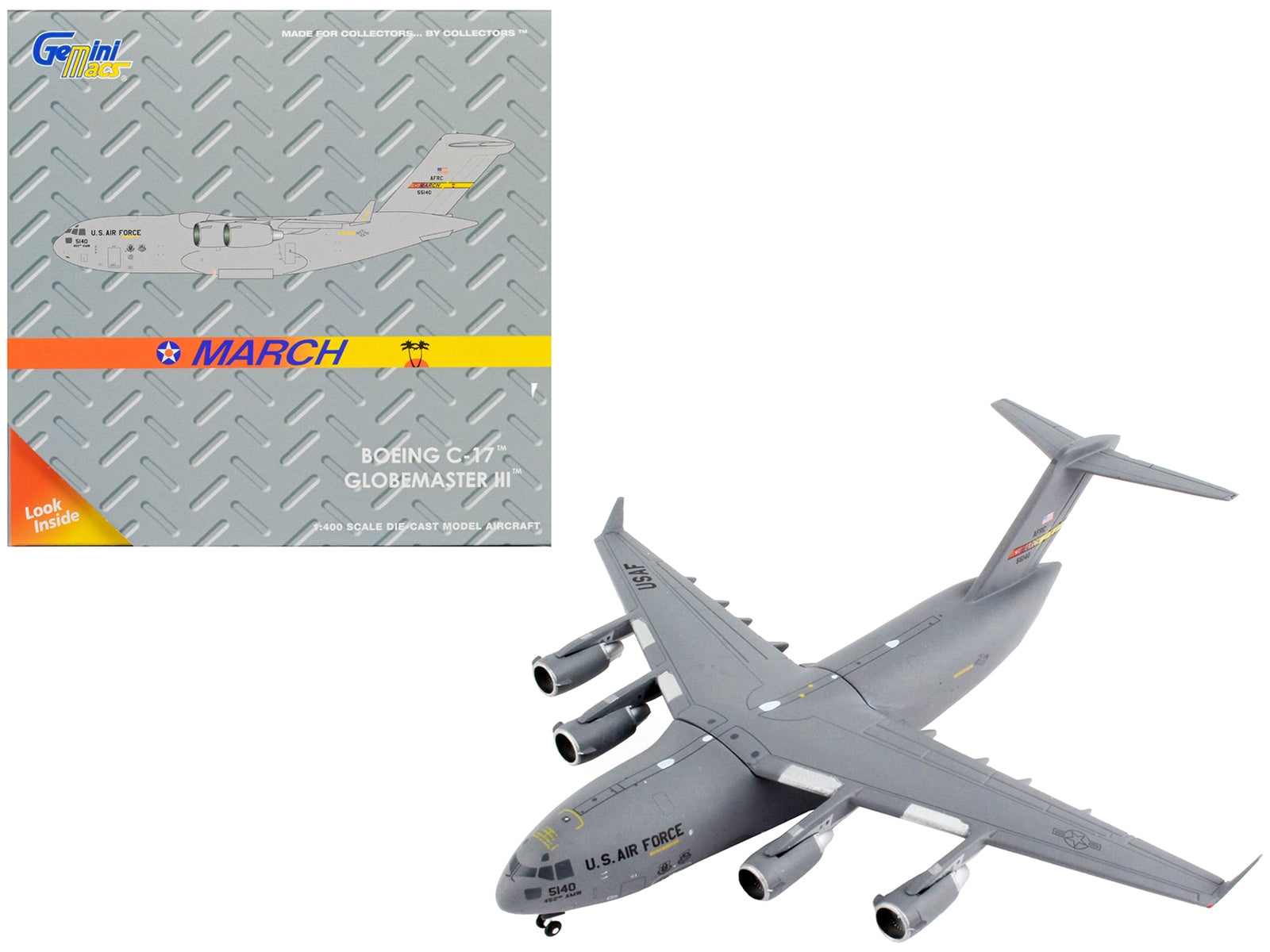 Boeing C-17 Globemaster III Transport Aircraft "March Air Reserve Base California" United States Air Force "Gemini Macs" Series 1/400 Diecast Model Airplane by GeminiJets - Premium Boeing from GeminiJets - Just $67.99! Shop now at Rapidvehicles