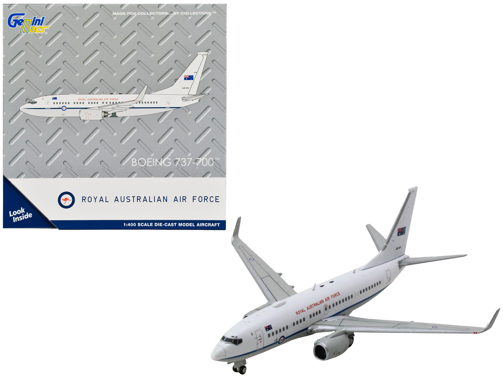 Boeing 737-700 Aircraft "Royal Australian Air Force" (A36-001) White with Blue Stripes "Gemini Macs" Series 1/400 Diecast Model Airplane by GeminiJets free shipping USA