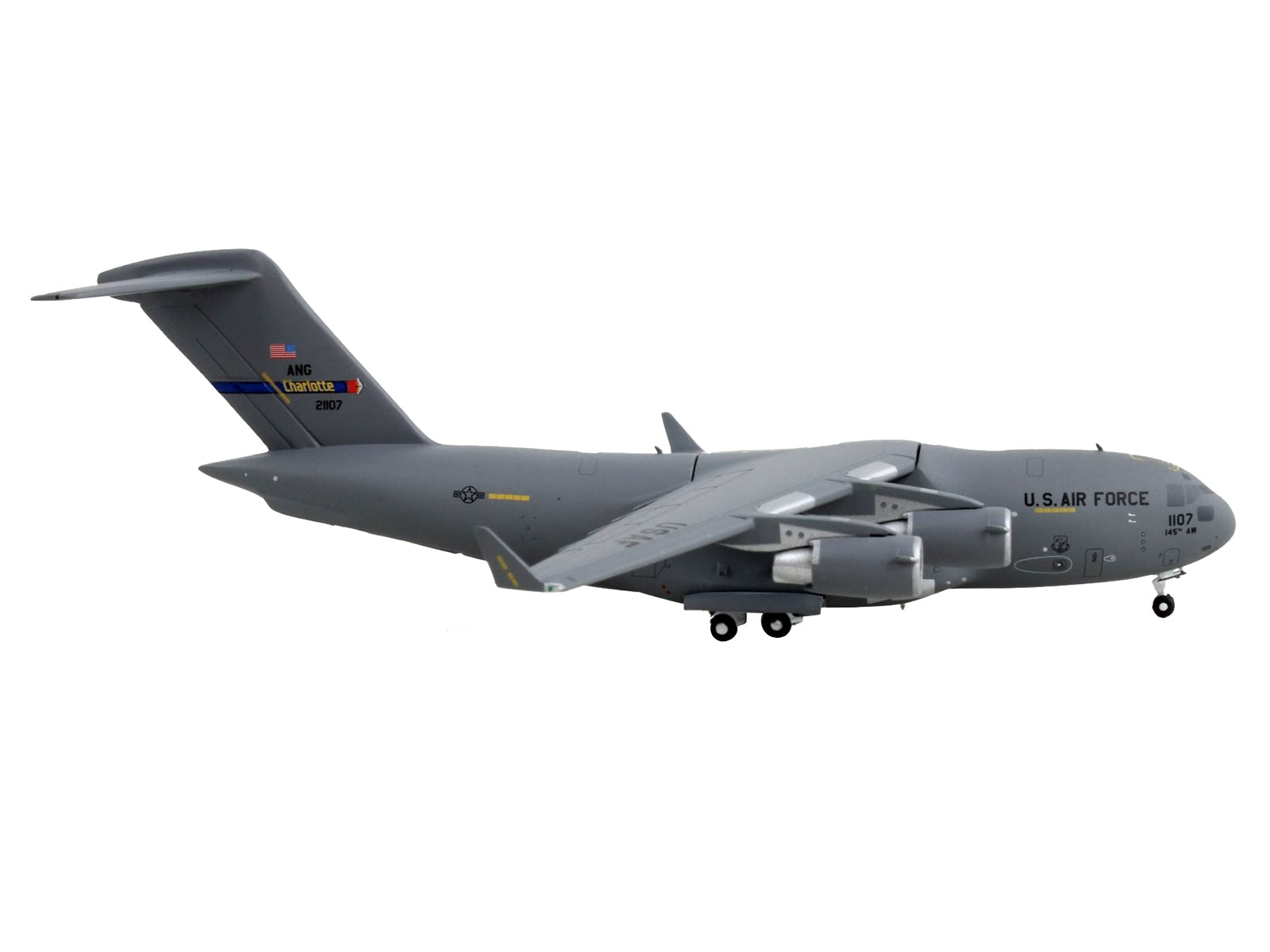 Boeing C-17 Globemaster III Transport Aircraft "Charlotte Air National Guard - United States Air Force" Gray "Gemini Macs" Series 1/400 Diecast Model Airplane by GeminiJets - Premium Boeing from GeminiJets - Just $68.99! Shop now at Rapidvehicles