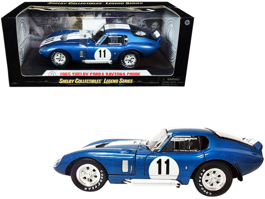 1965 Shelby Cobra Daytona Coupe #11 Blue Metallic with White - Premium  from Rapidvehicles - Just $128.99! Shop now at Rapidvehicles