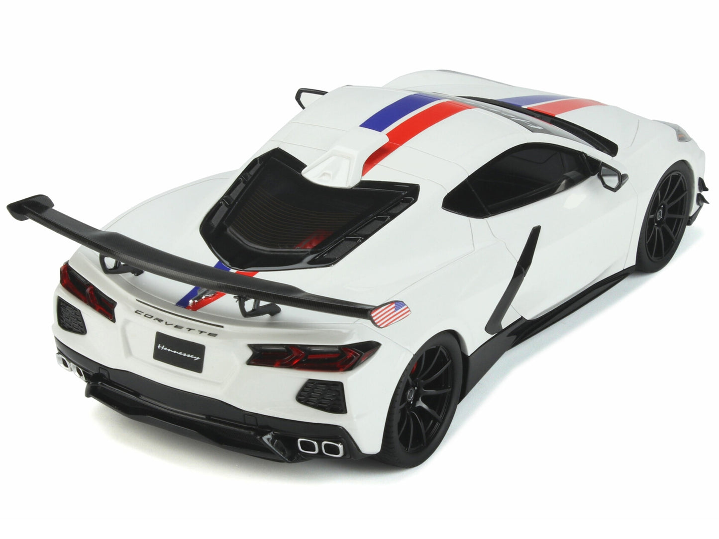 Chevrolet Corvette C8 Arctic White with Red and Blue Stripes