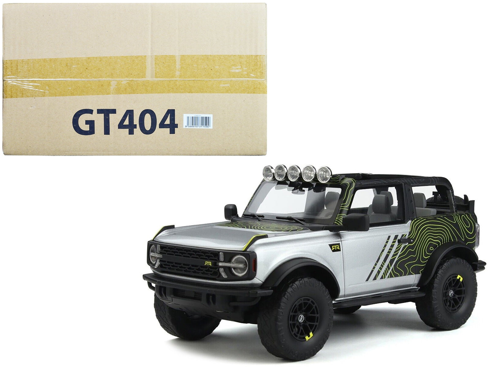 2022 Ford Bronco "By RTR" Silver Metallic and Black with Graphics - Premium Ford Models from GT Spirit - Just $201.59! Shop now at Rapidvehicles