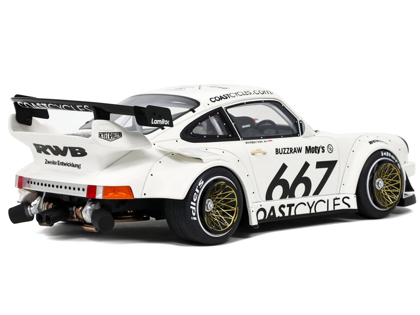 RWB Bodykit "Coast Cycle" White with Graphics 1/18 Model Car by