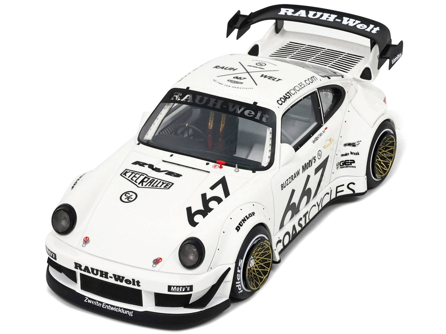 RWB Bodykit "Coast Cycle" White with Graphics 1/18 Model Car by