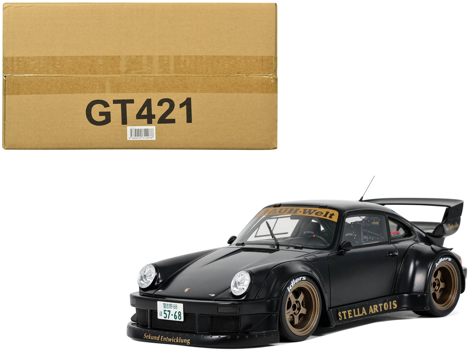 2008 RWB Bodykit "Stella Artois" Matt Black 1/18 Model Car by GT Spirit