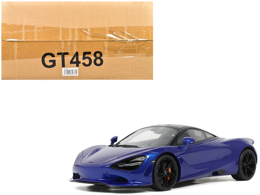 2023 McLaren 750S Coupe Blue Metallic with Black Top 1/18 Model Car by GT Spirit