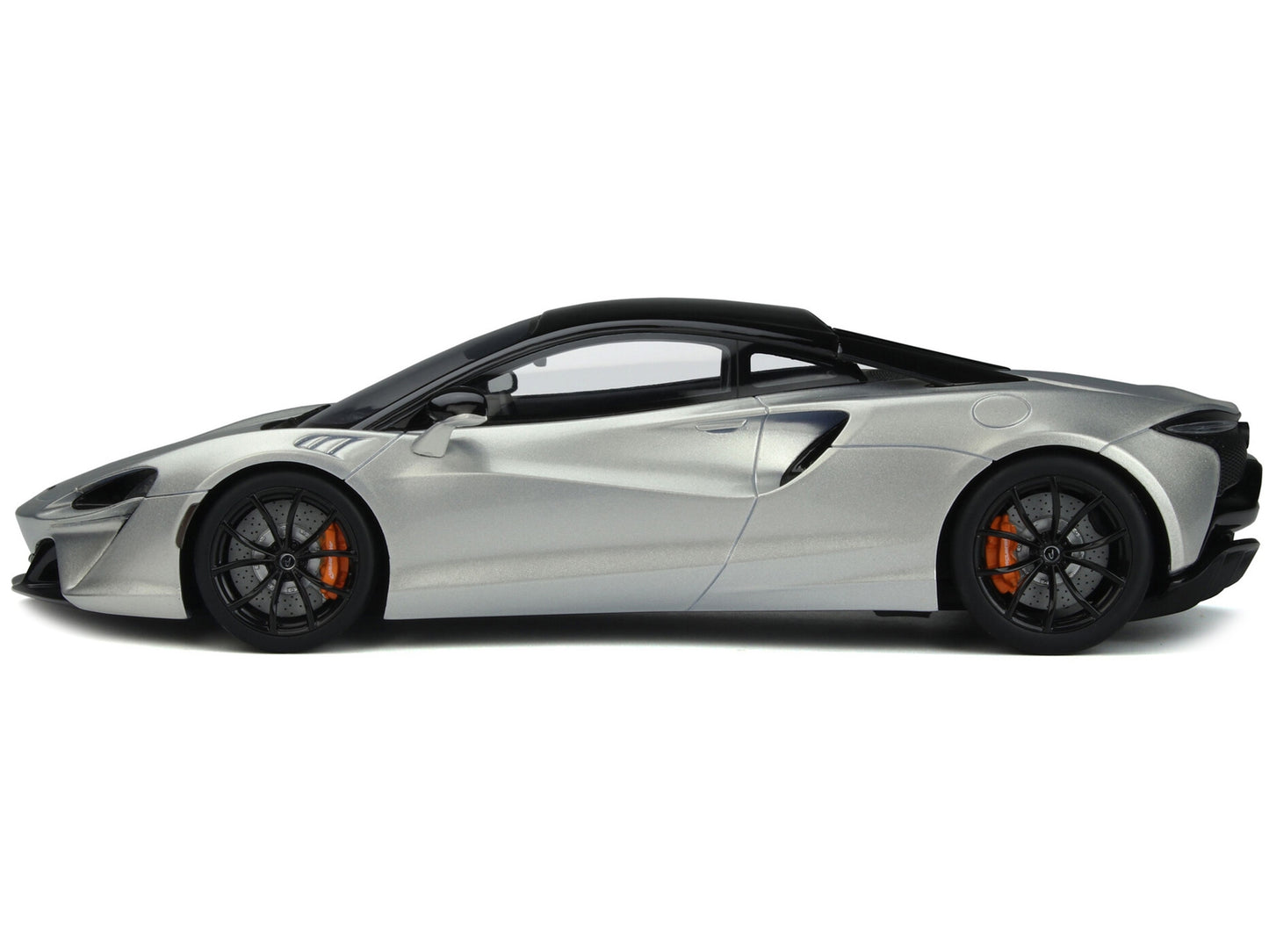 2021 McLaren Artura Silver Metallic with Black Top 1/18 Model Car