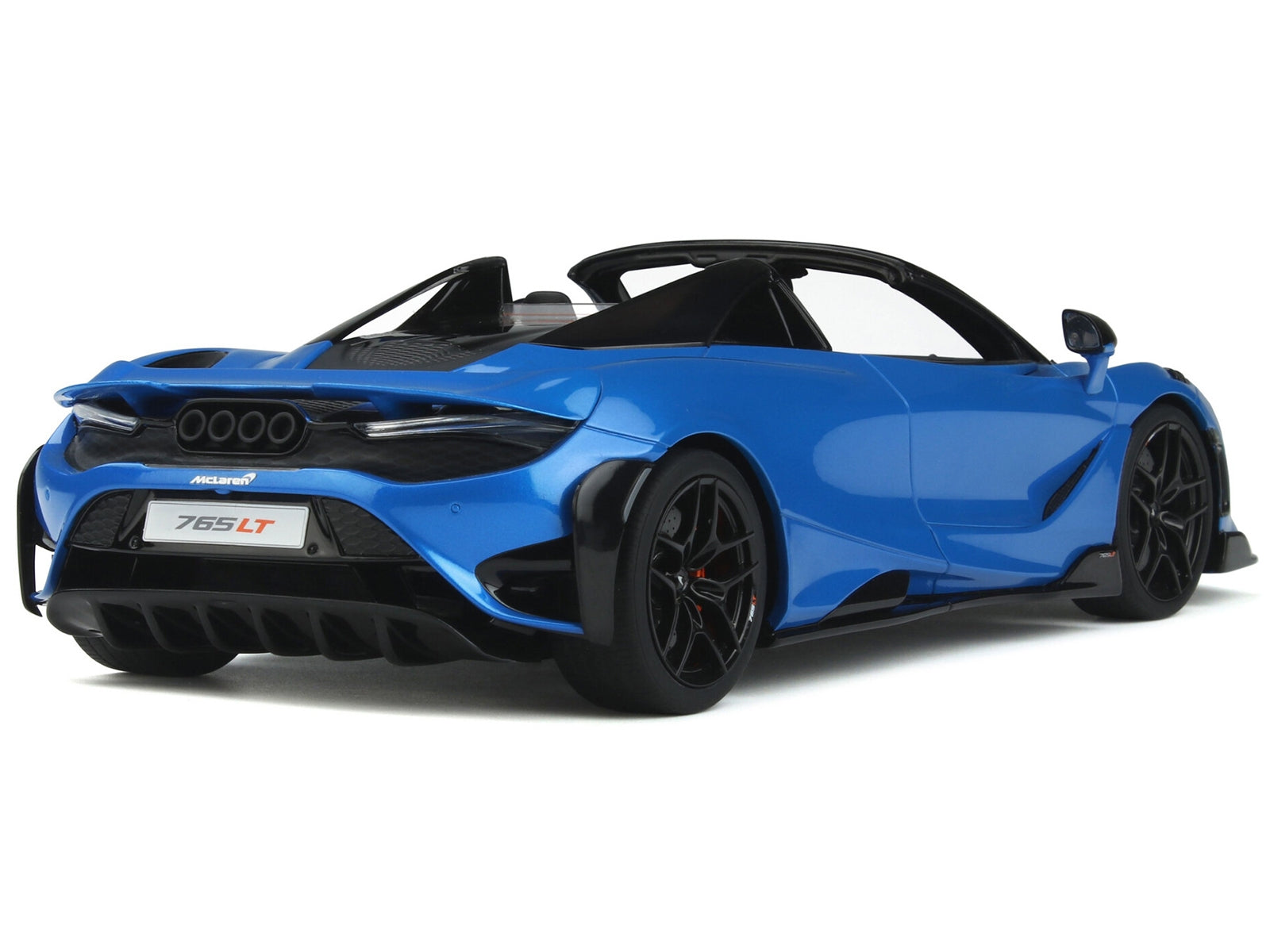 2021 McLaren 765 LT Spider Blue Metallic 1/18 Model Car by GT