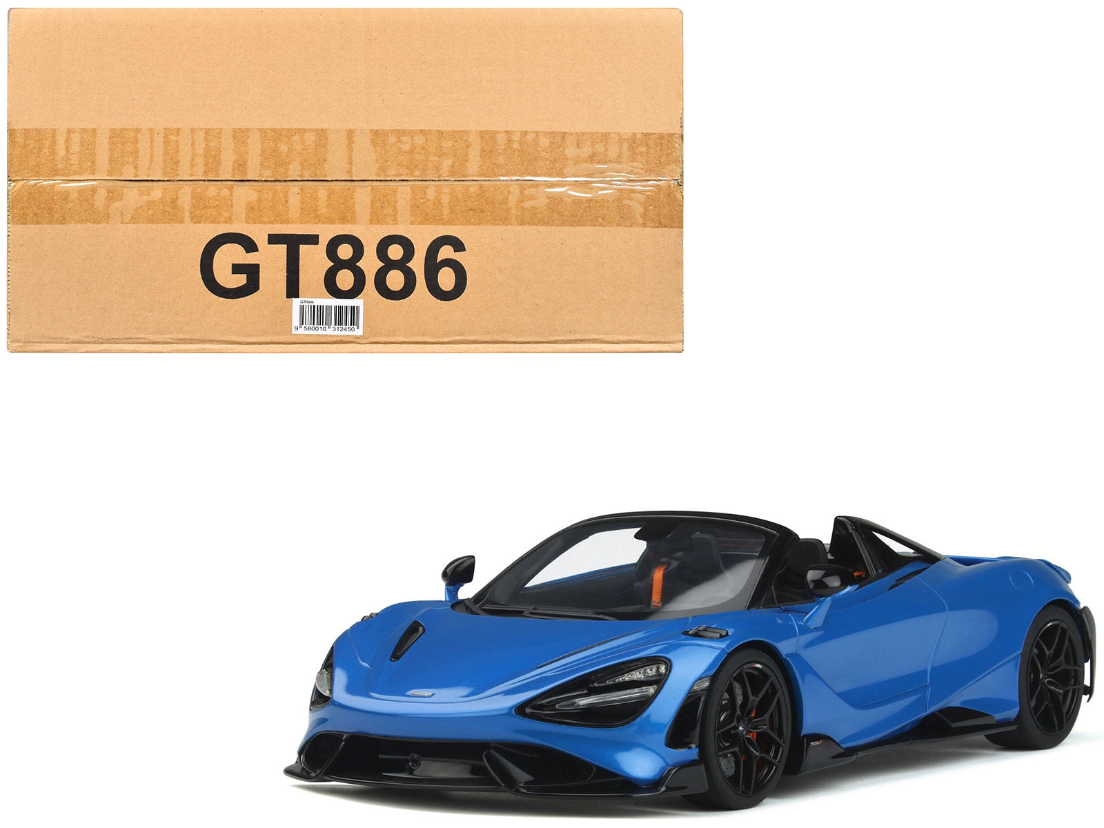 2021 McLaren 765 LT Spider Blue Metallic 1/18 Model Car by GT