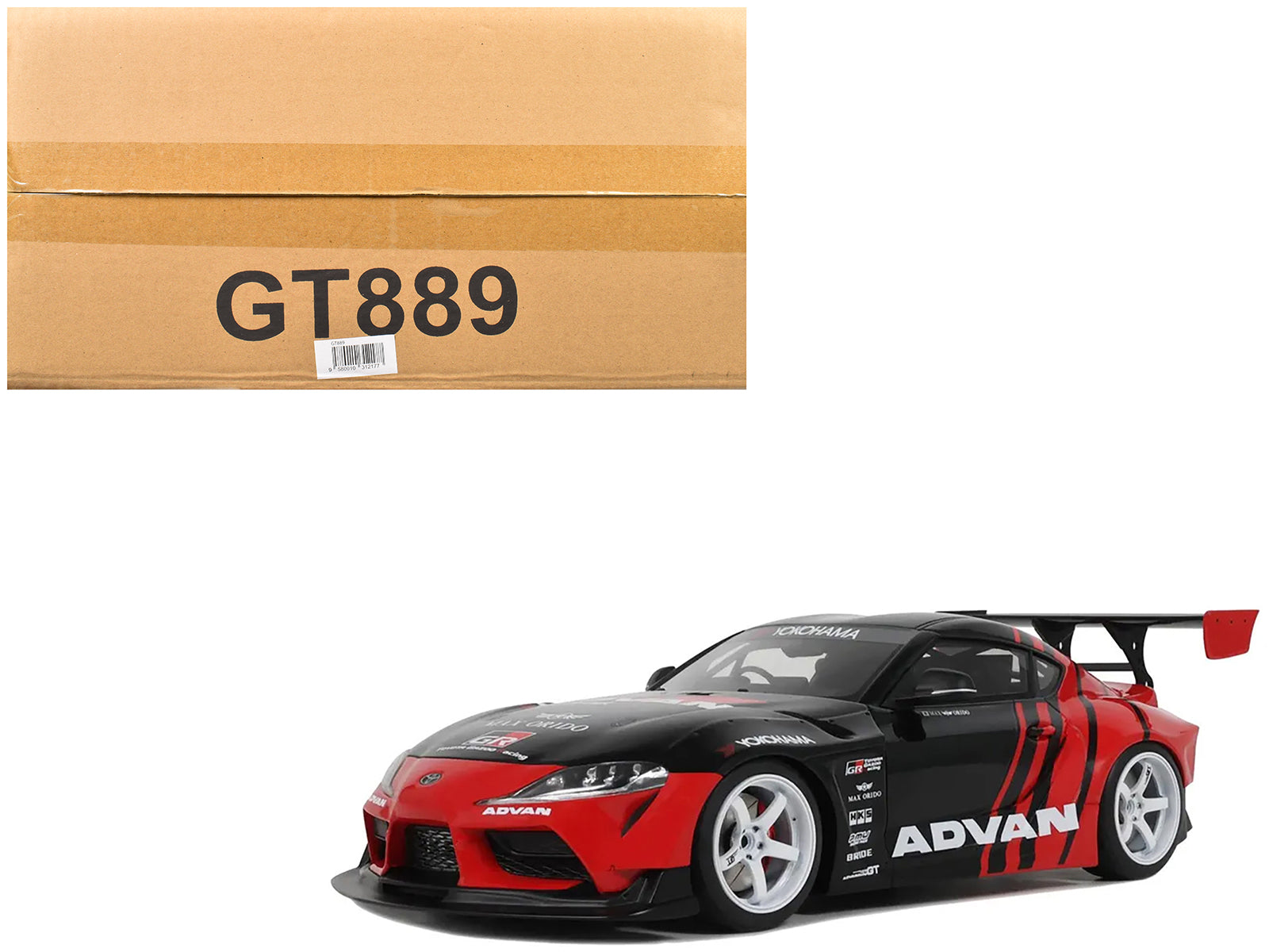 2020 Toyota Supra GR RHD (Right Hand Drive) "Advan" Black and Red 1/18 Model Car by GT Spirit free shipping USA