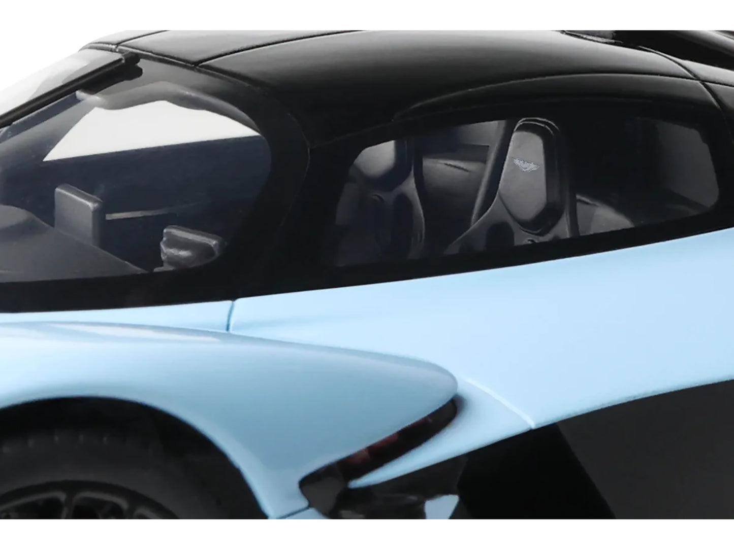 2023 Aston Martin Valkyrie Light Blue with Black Top 1/18 Model Car by GT Spirit