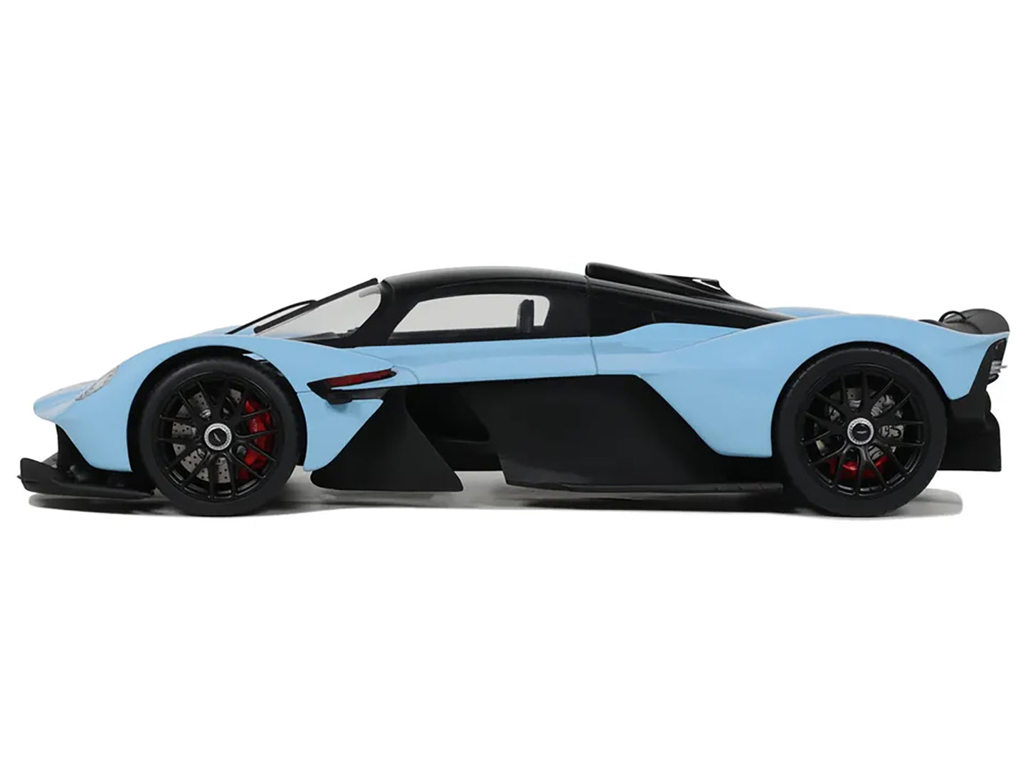 2023 Aston Martin Valkyrie Light Blue with Black Top 1/18 Model Car by GT Spirit