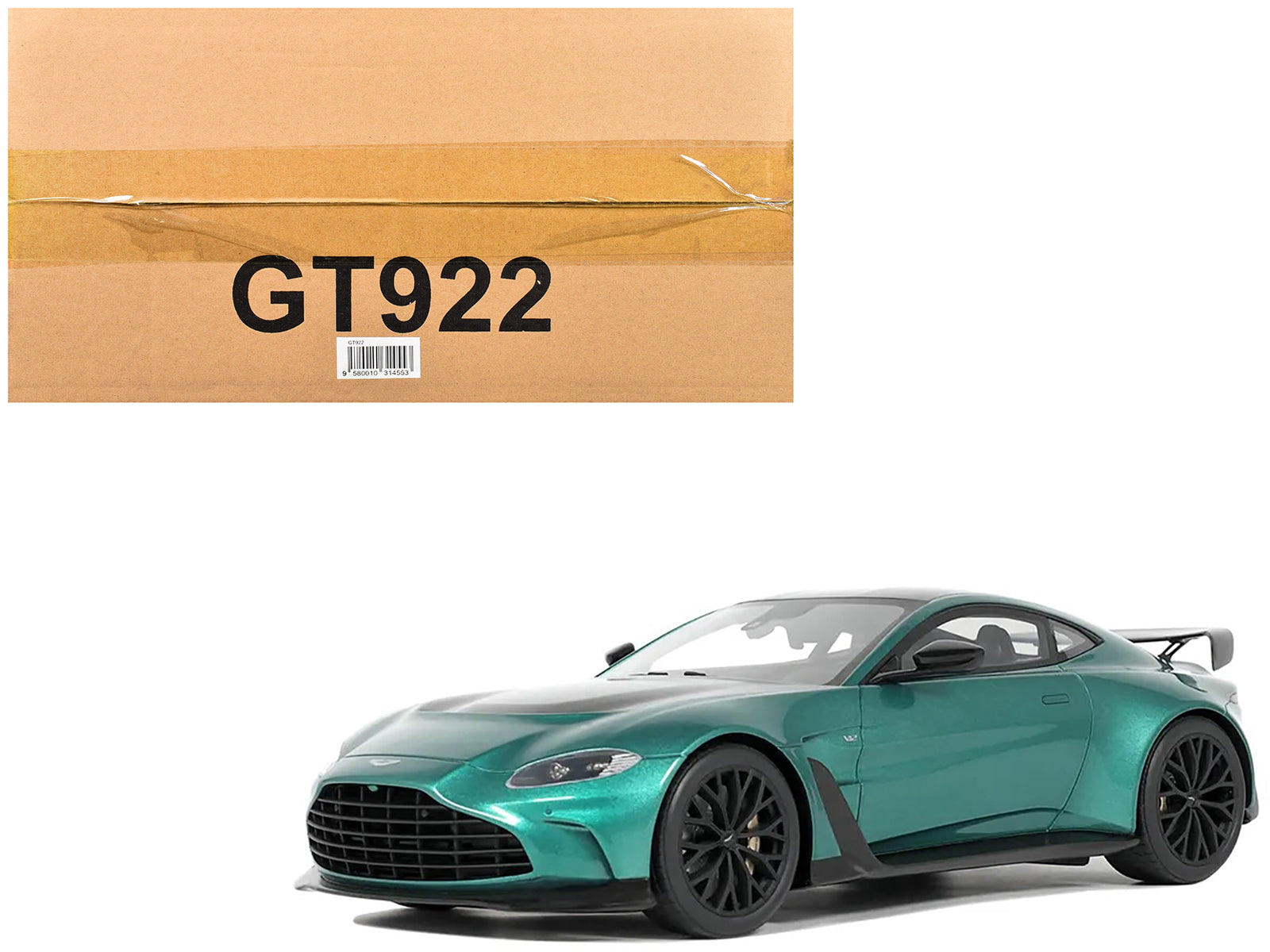2023 Aston Martin Vantage V12 British Racing Green with Black Hood and Top 1/18 Model Car by GT Spirit free shipping USA