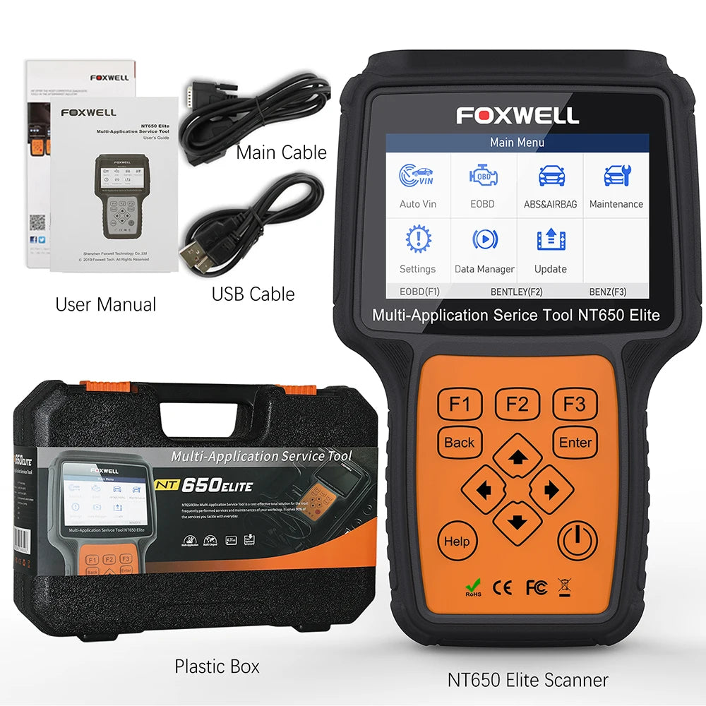 FOXWELL NT650 Elite OBD2 Scanner Diagnostic Tool ABS Airbag SAS EPB Oil A/F Reset Car Ananlyzer OBDII 3 System Automotive Tester