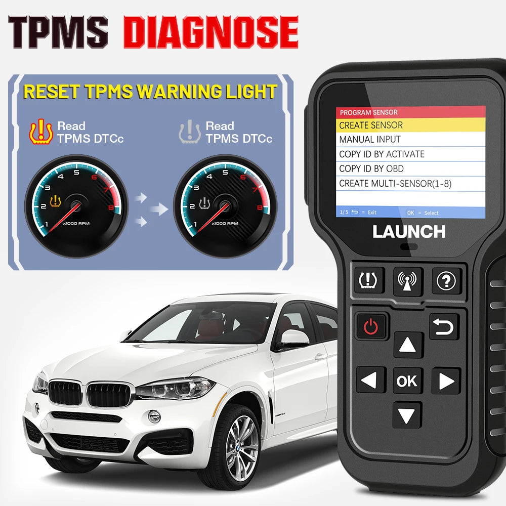 LAUNCH X431 Tire Pressure Sensor Program Relearn Activation CRT5011E TPMS Diagnostic Tools and 315MHz/433MHz RF-Sensor Optional