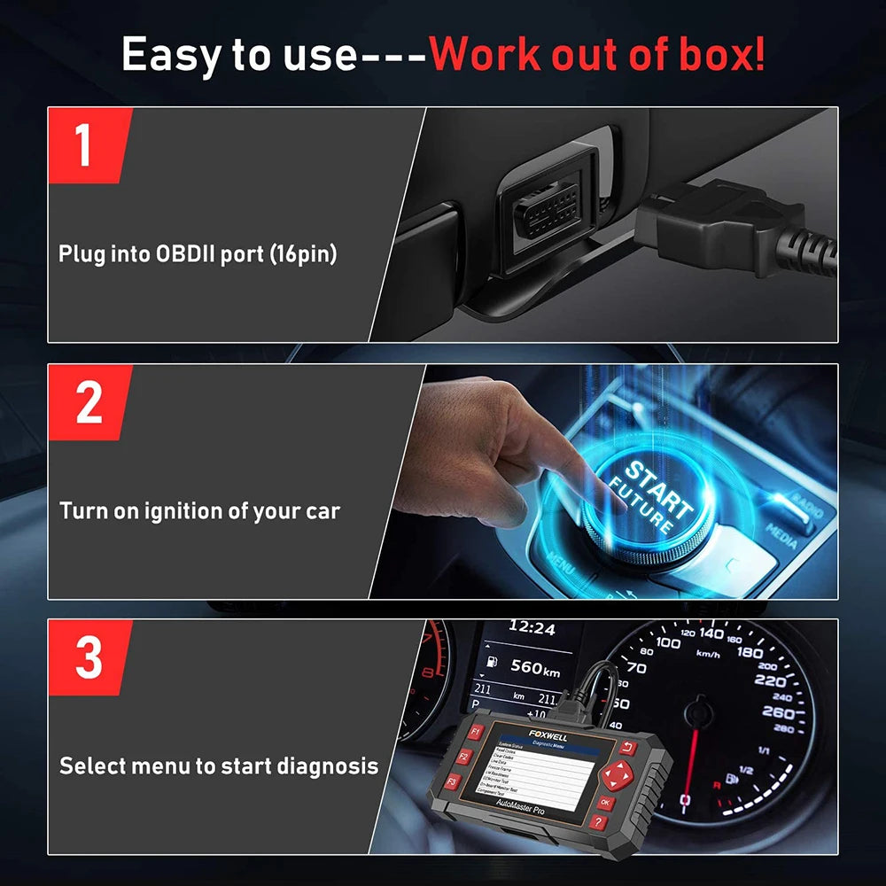 FOXWELL NT604 Elite Wireless OBD2 Scanner Engine ABS SRS Transmission Diagnostic Tools Automotive Scanner OBD 2 Code Reader
