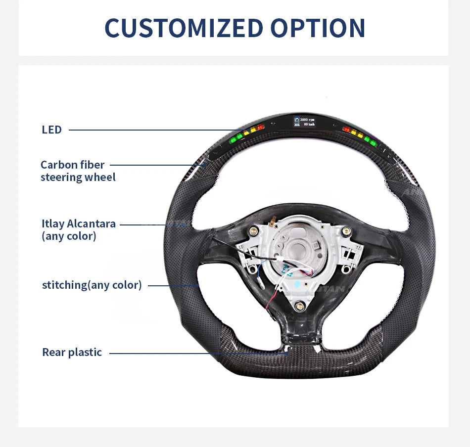 Steering Wheel For VW MK4 MK5 MK6 GTI Carbon Fiber Steering Wheel with LED Perforated Leather