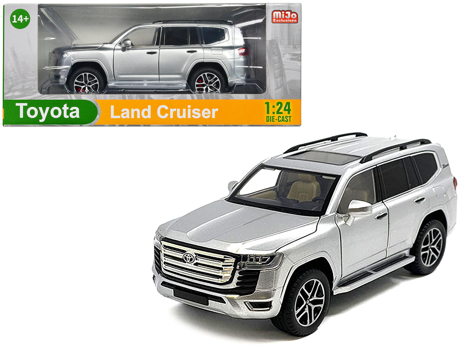 Toyota Land Cruiser Silver Metallic with Sun Roof 1/24 Diecast Model Car free shipping USA