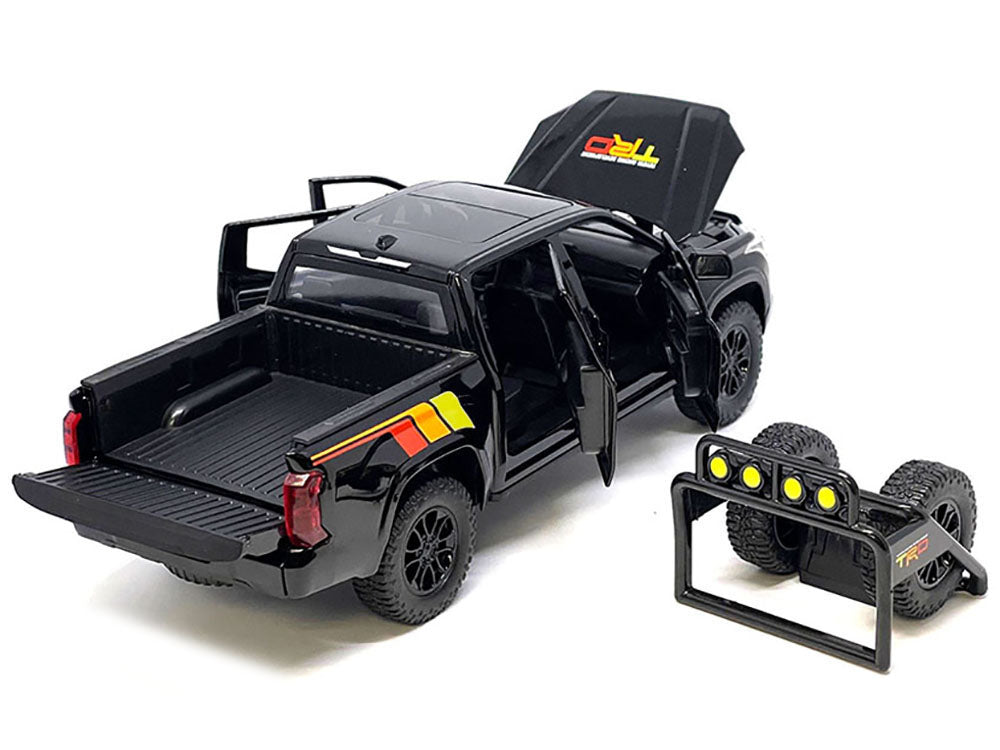 2023 Toyota Tundra TRD 4x4 Pickup Truck Black with TRD Stripes with Sunroof and Wheel Rack Limited Edition to 2400 pieces Worldwide 1/24 Diecast Model Car