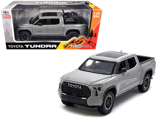 2023 Toyota Tundra TRD 4x4 Pickup Truck Cement Gray with Sunroof and Wheel Rack 1/24 Diecast Model Car