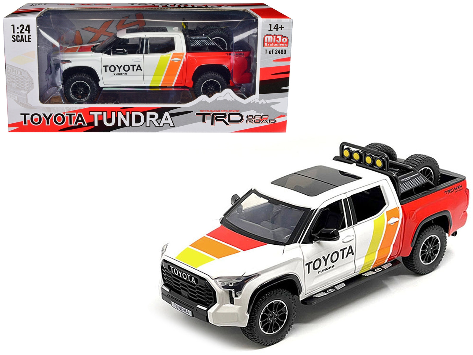 2023 Toyota Tundra TRD 4x4 Pickup Truck White and Red with Stripes with Sunroof and Wheel Rack Limited Edition to 2400 pieces Worldwide 1/24 Diecast Model Car - Premium Toyota Models from Other - Just $46.94! Shop now at Rapidvehicles