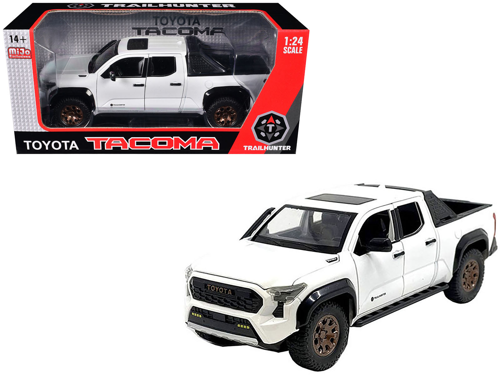 2024 Toyota Tacoma Trailhunter Edition Pickup Truck White Metallic 1/24 Diecast Model Car free shipping USA