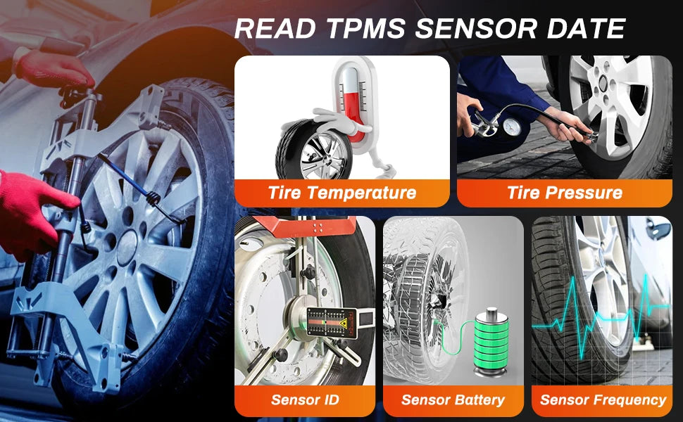Foxwell T1000 TPMS Tool Tire Pressure Monitoring Sensor Programming Relearning Activation and OBD System Reset Car TPMS Reset