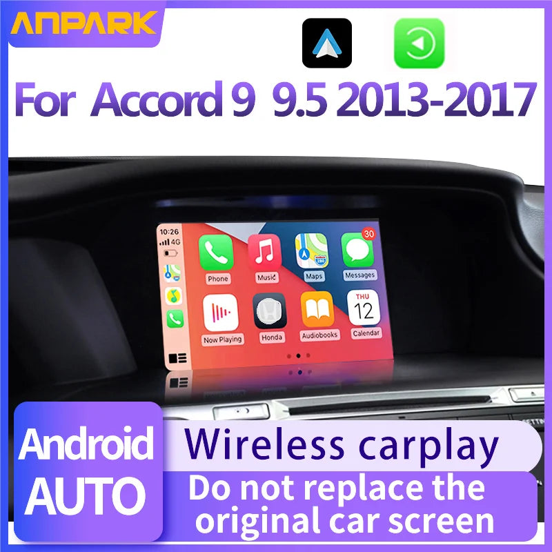Car Media Player For Honda Accord 9 9.5,2013 2014 2015 2016 2017 5G Wireless Carplay Android Auto Bluetooth Phones, Music