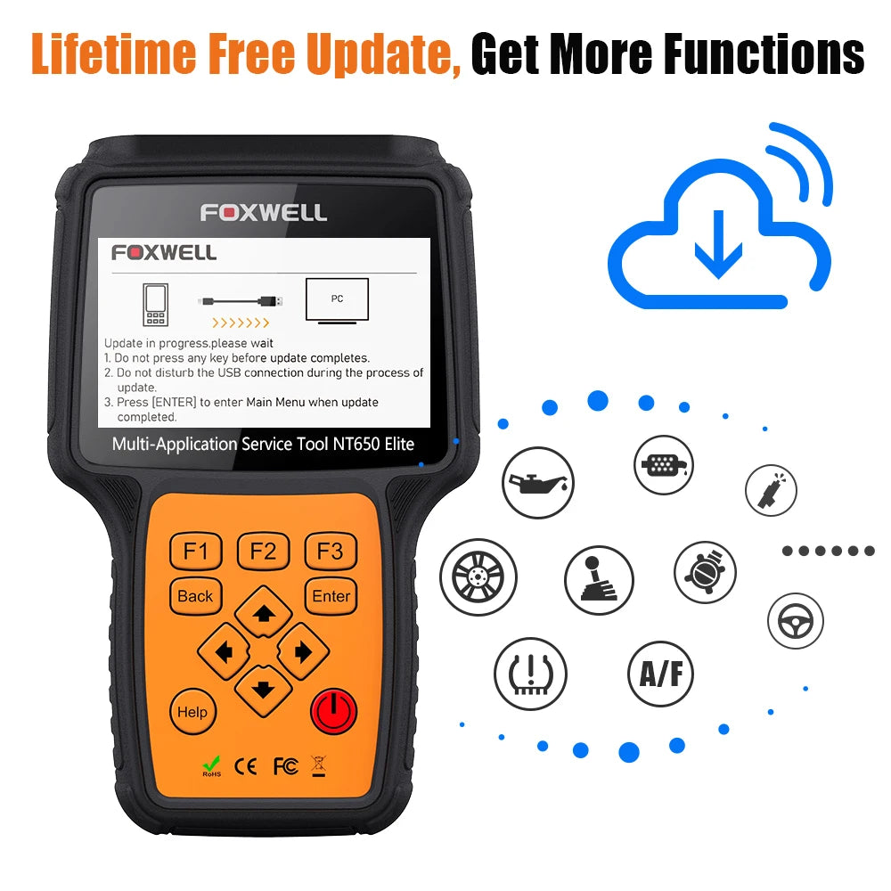 FOXWELL NT650 Elite OBD2 Scanner Diagnostic Tool ABS Airbag SAS EPB Oil A/F Reset Car Ananlyzer OBDII 3 System Automotive Tester