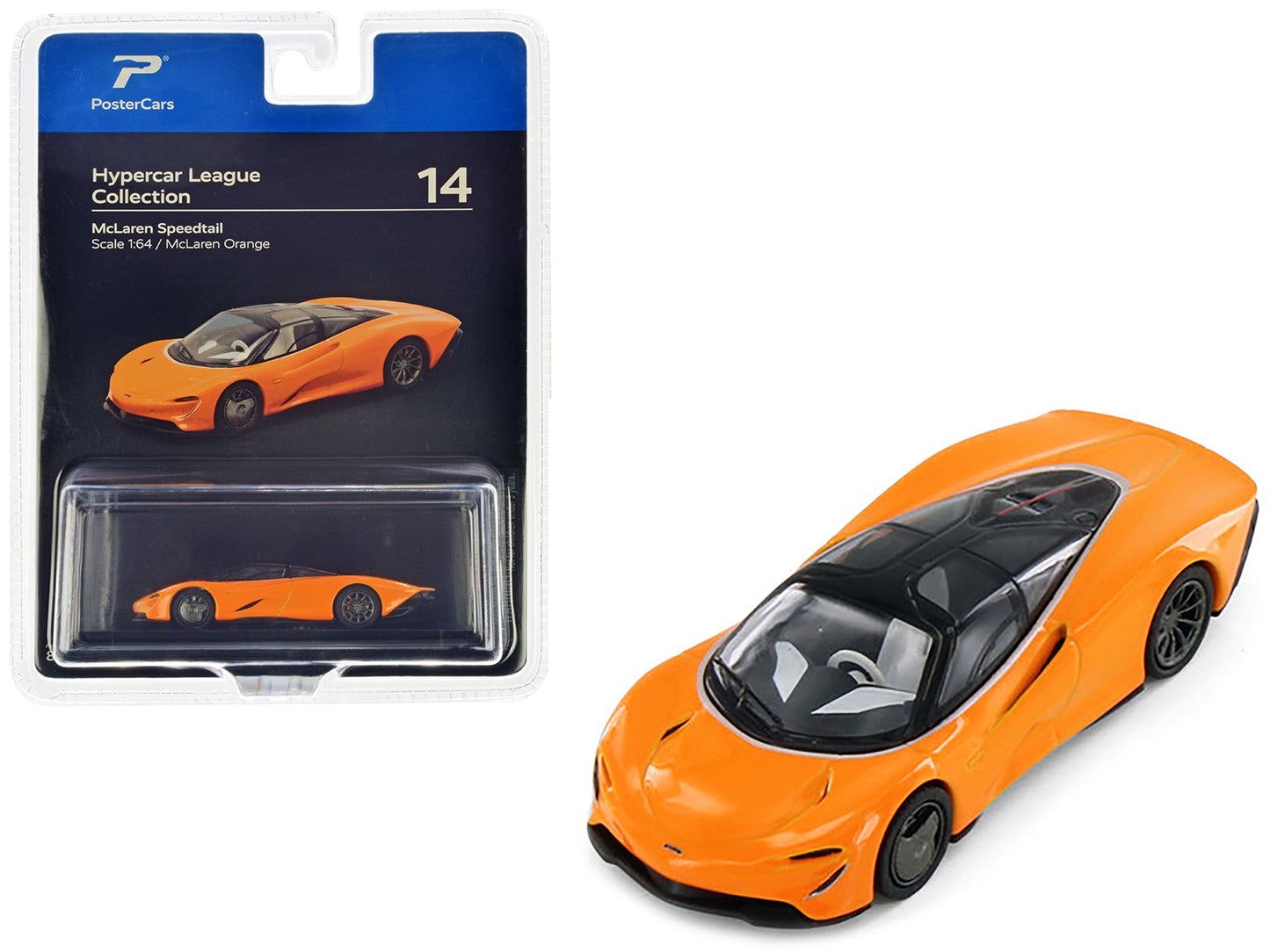 McLaren Speedtail McLaren Orange with Black Top "Hypercar League Collection" 1/64 Diecast Model Car by PosterCars - Use code SHOPAPP15 to get 15 percent off