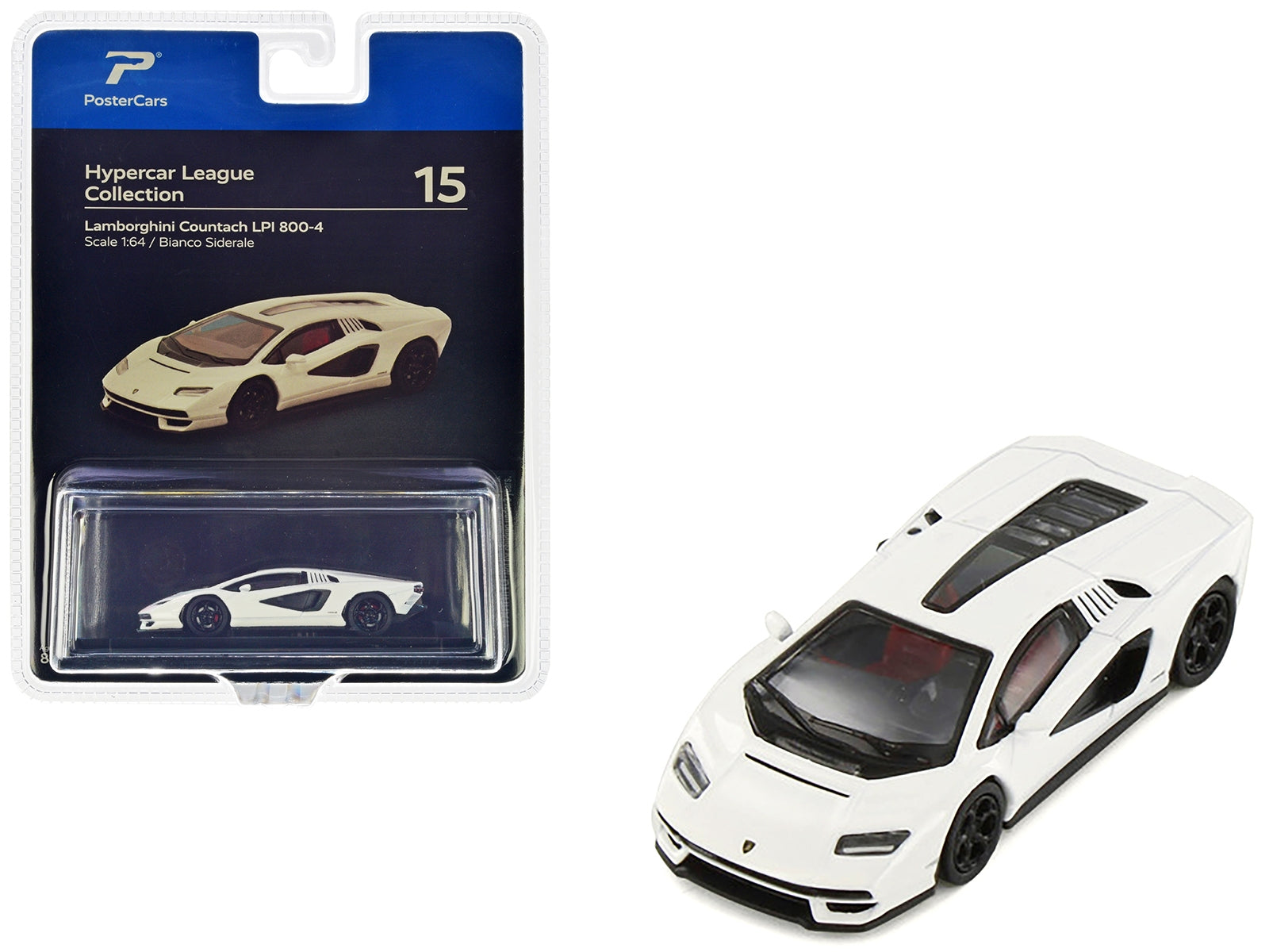 Lamborghini Countach LPI 800-4 Bianco Siderale White "Hypercar League Collection" 1/64 Diecast Model Car by PosterCars - Premium Lamborghini Models from PosterCars - Just $23.45! Shop now at Rapidvehicles