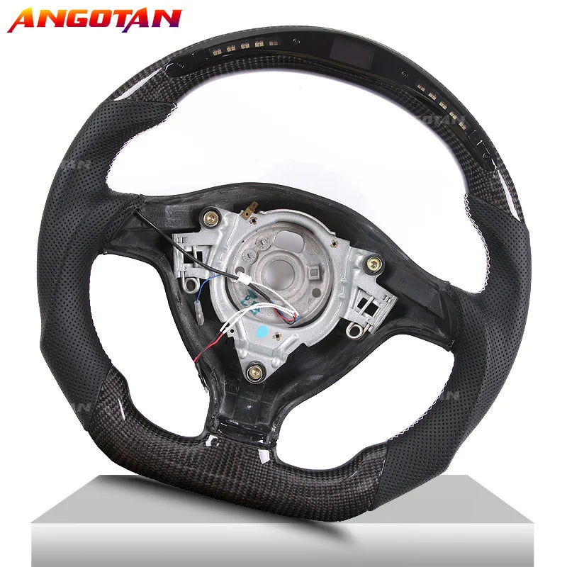 Steering Wheel For VW MK4 MK5 MK6 GTI Carbon Fiber Steering Wheel with LED Perforated Leather