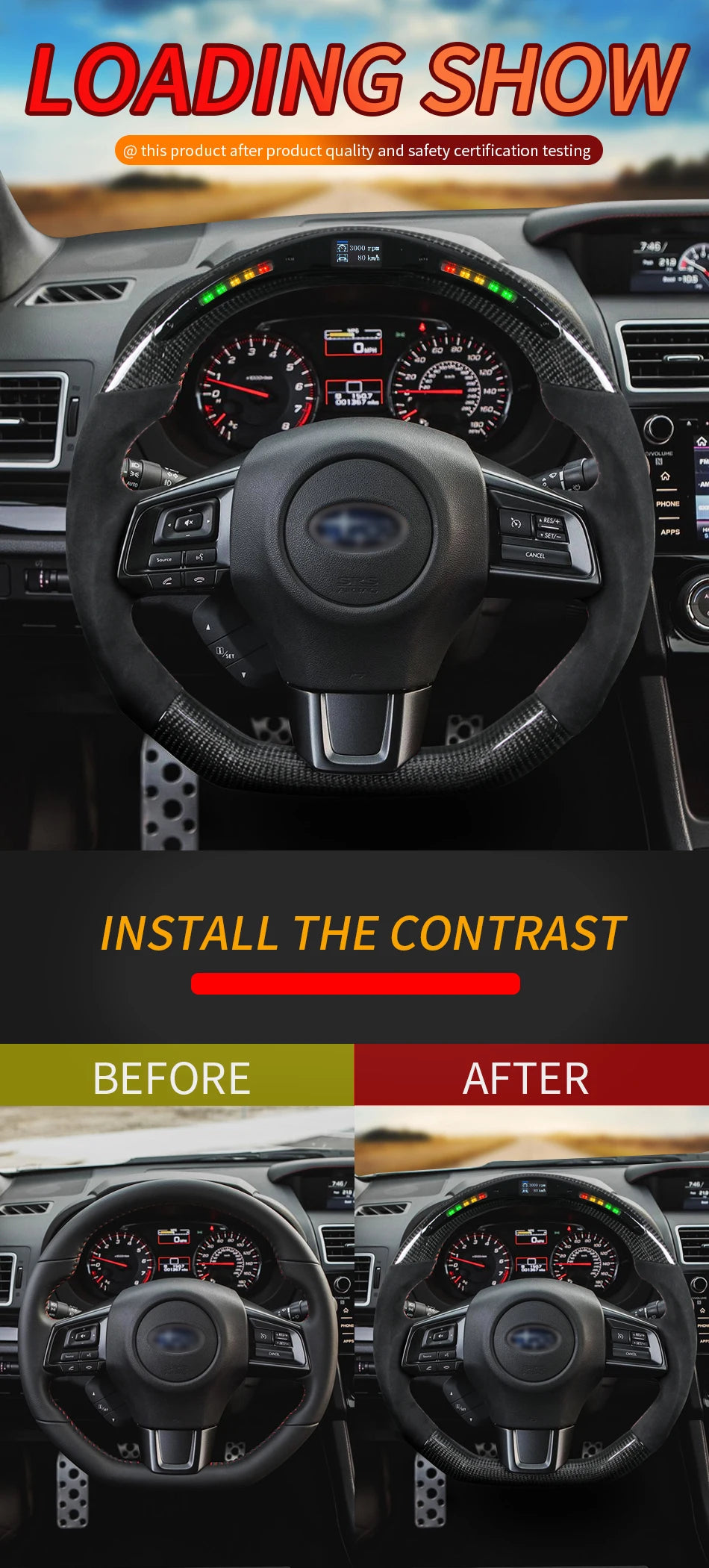 Carbon Fiber LED Steering Wheel Fit For Subaru stt/sti/ wrx 86 brz 2015-2021 Itlay Alcantara