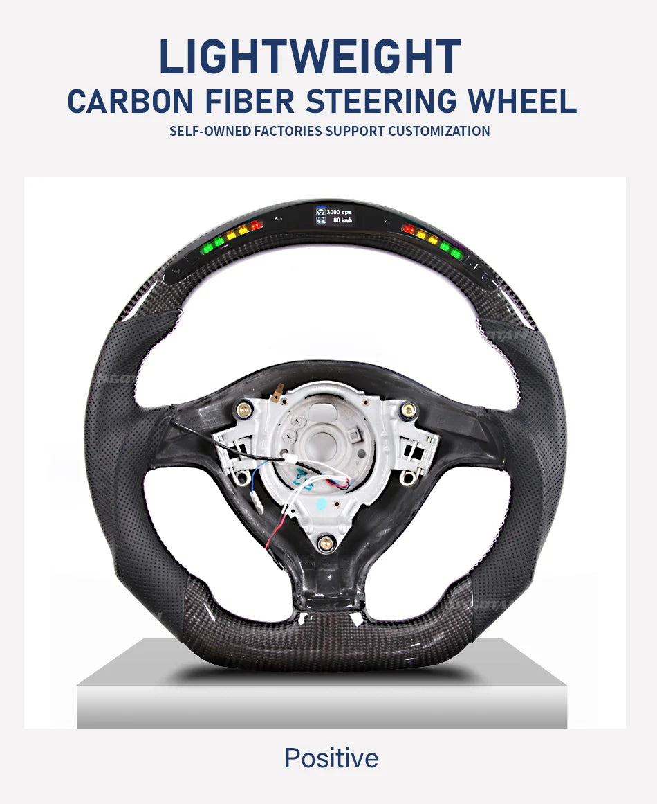 Steering Wheel For VW MK4 MK5 MK6 GTI Carbon Fiber Steering Wheel with LED Perforated Leather