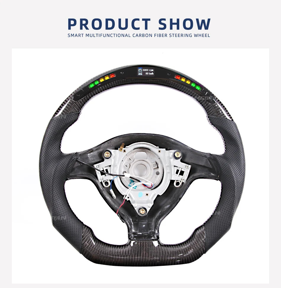 Steering Wheel For VW MK4 MK5 MK6 GTI Carbon Fiber Steering Wheel with LED Perforated Leather