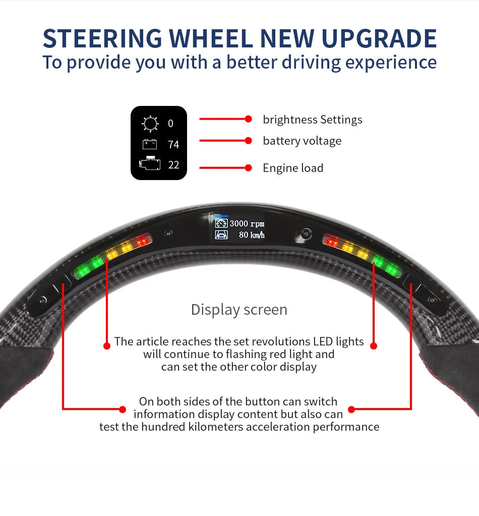 Carbon Fiber LED Steering Wheel Fit For Subaru stt/sti/ wrx 86 brz 2015-2021 Itlay Alcantara