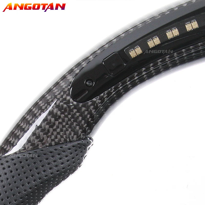 Steering Wheel For VW MK4 MK5 MK6 GTI Carbon Fiber Steering Wheel with LED Perforated Leather