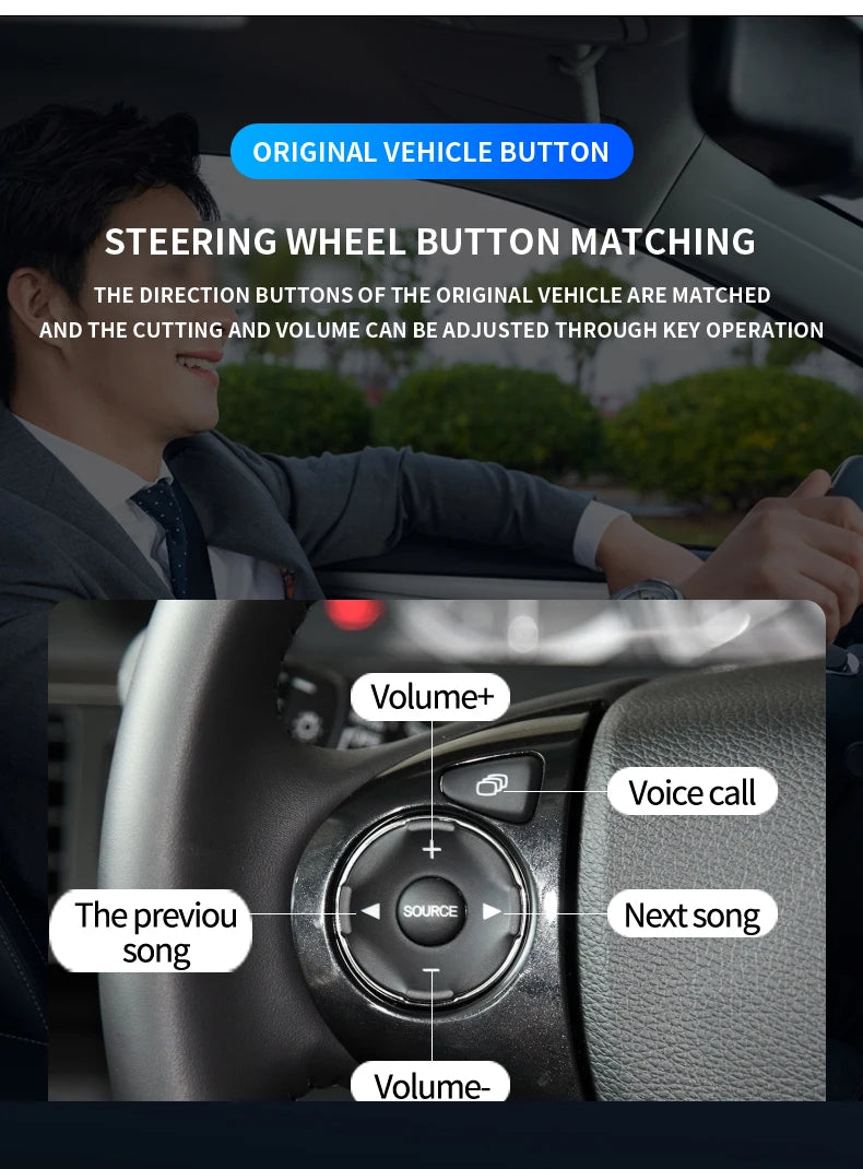 Car Media Player For Honda Accord 9 9.5,2013 2014 2015 2016 2017 5G Wireless Carplay Android Auto Bluetooth Phones, Music