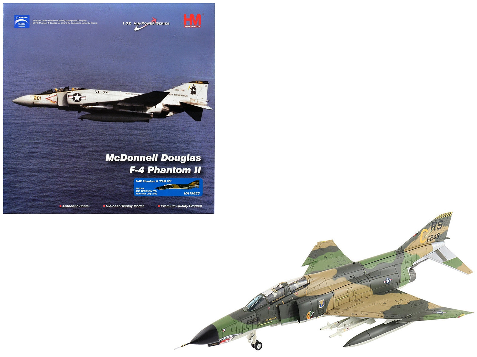 McDonnell Douglas F-4E Phantom II Fighter-Bomber Aircraft "TAM 80 86th TFW/512th TFS Ramstein AB" (1980) United States Air Force "Air Power Series" 1/72 Diecast Model by Hobby Master